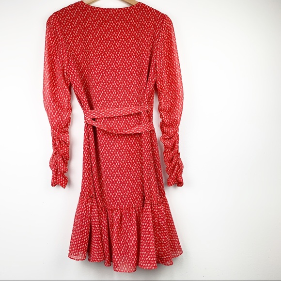 ALLSAINTS Flores Hearts Ruffle Wrap Mini Dress S - Picture 6 of 11